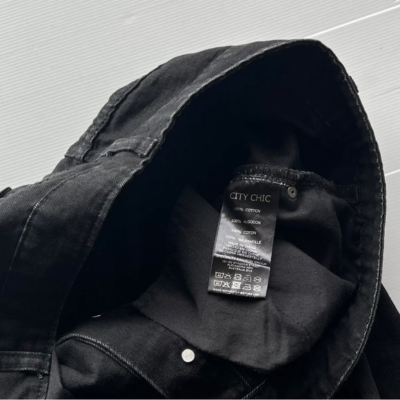 City Chic Women’s Black Denim Skirt Short Button-Up Panel A-Line Plus Size S 16 - Picture 5 of 7